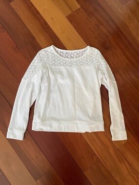 Express Cream Crochet Yoke Sweater